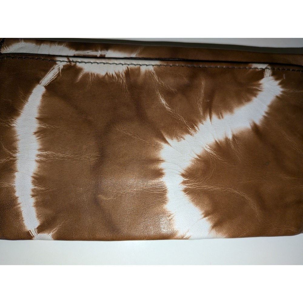 Taytu Ethiopia Brown Tie Dye Leather Monster Clutch Wallet Bead Closure - Picture 12 of 12